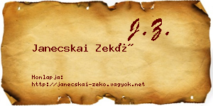 Janecskai Zekő névjegykártya